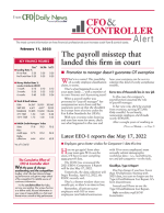 CFO & Controller Alert, Issue No. 620 - February 11, 2022
