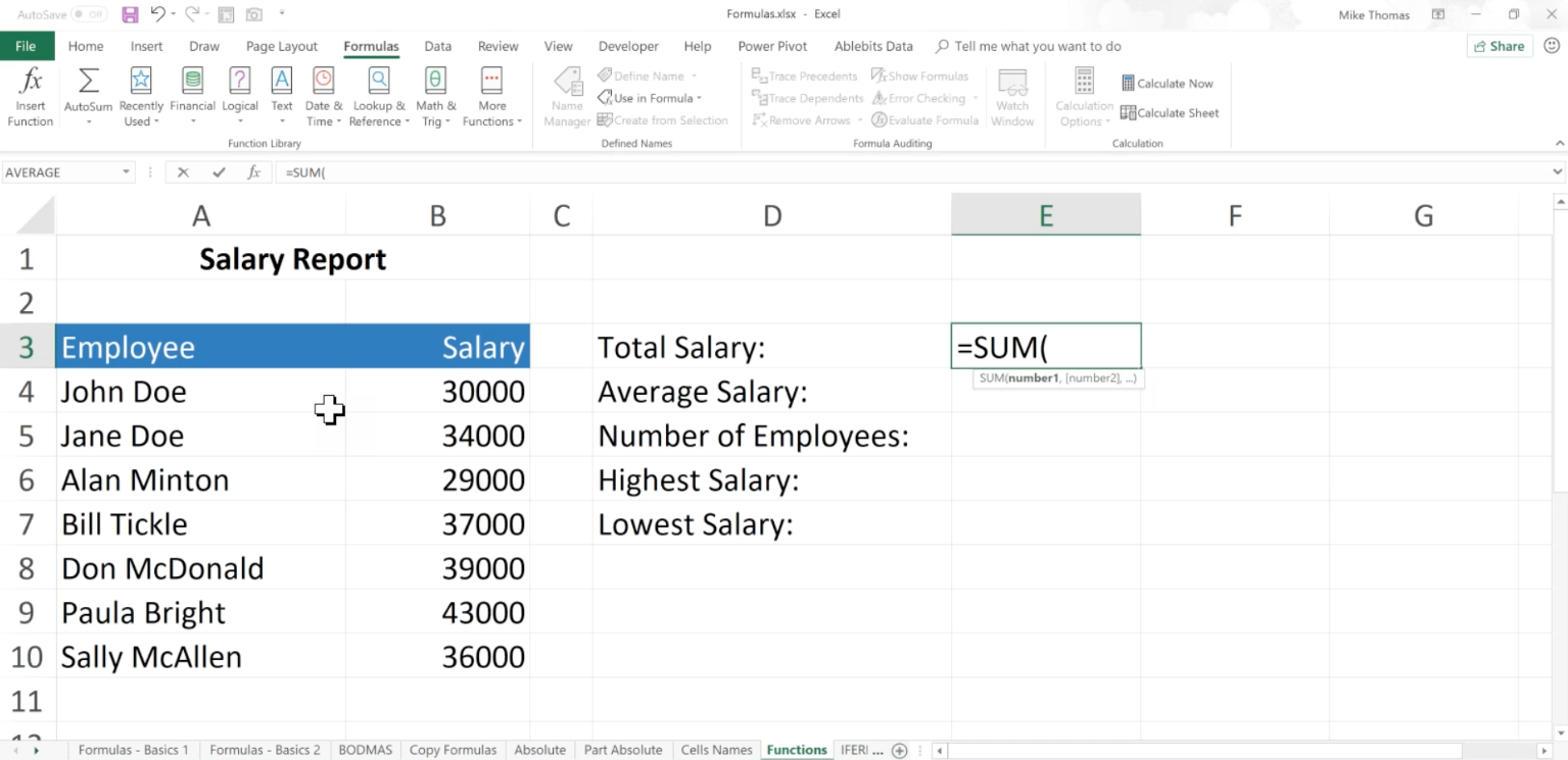 Excel Formulas and Functions 101